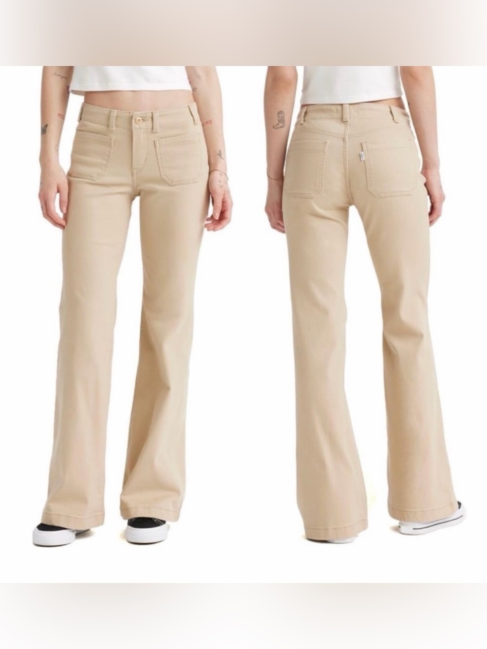 Levis’s Women’s SuperLow Flare Khaki Pants Jeans Size 28